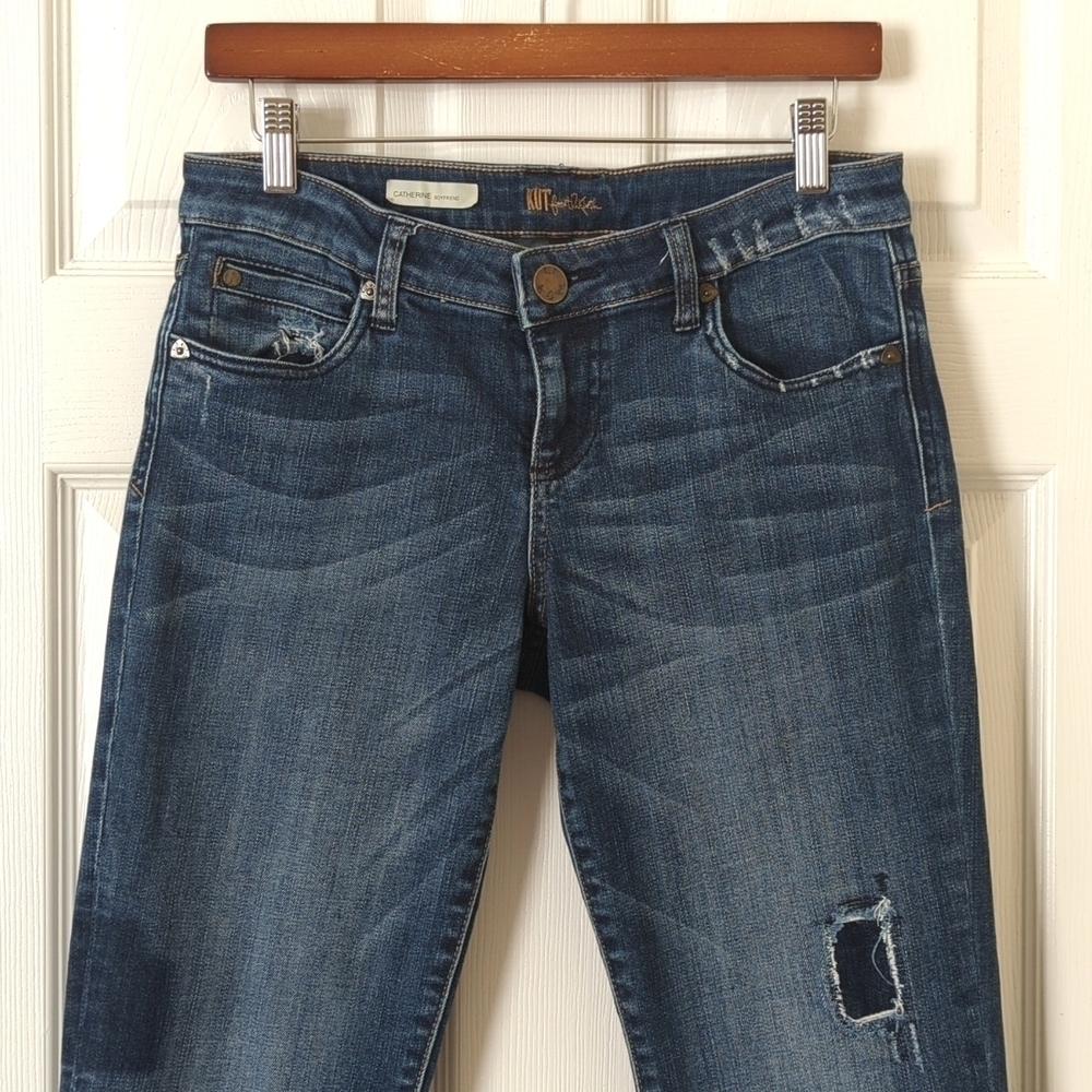 Kut from the Kloth Catherine Mid Rise Dark Wash Slim Fit Boyfriend Denim Jeans 4 - Picture 2 of 16